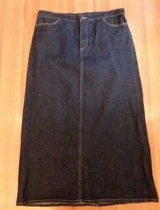 GAP Dark Blue Stretch Long Denim Jean Skirt Sz 16